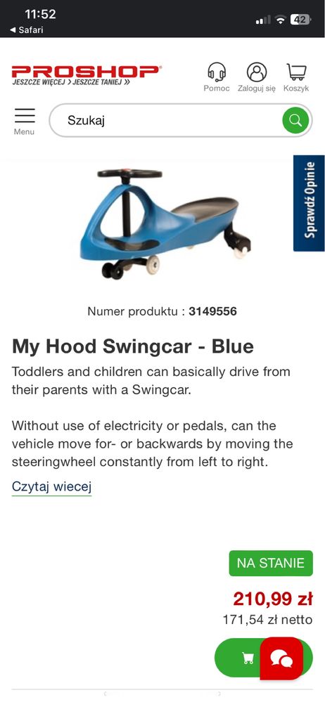 Jezdzik dla dziecka my Hood Swingcar - blue