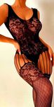 Bodystocking z paseczkami na biodrach i otwartym krokiem
