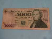 Banknot 5000 Zlotych 1982 PRL Chopin