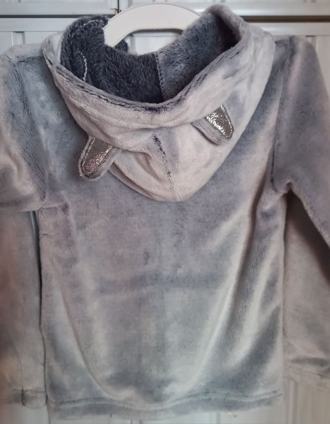 Nowa sliczna szara bluza misiowa rozpinana z kapturem 110