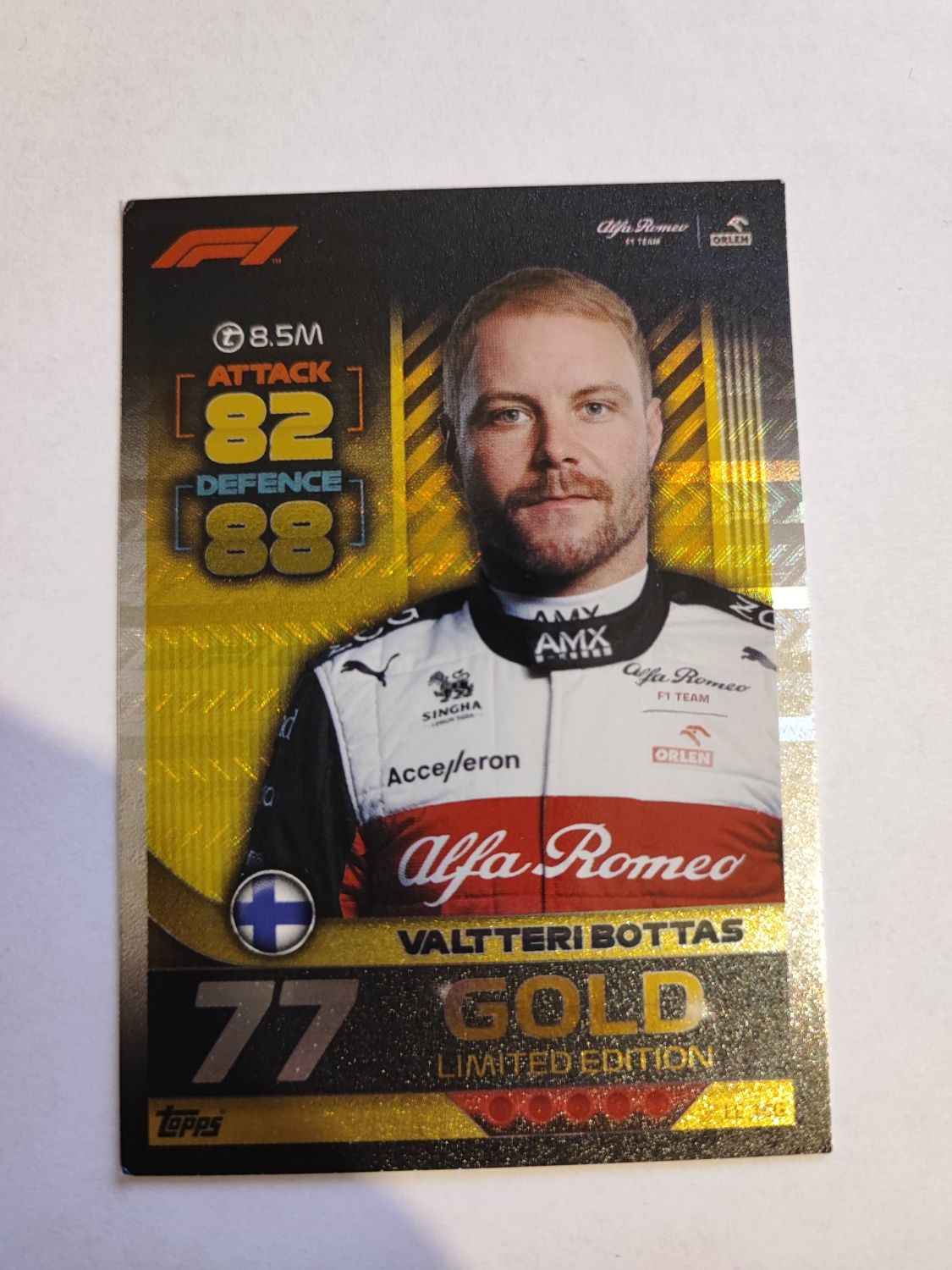 Karta Turbo Attax Valtteri Bottas Gold LE16G LE 16G