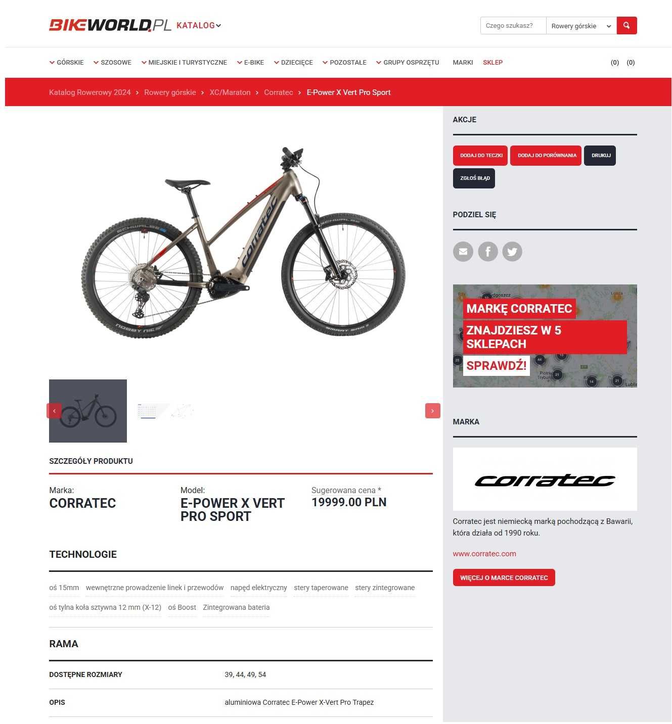 750Wh Corratec E-power X-Vert PRO S 44cm 29" XT 1x11 Bosch CX 4 SMART