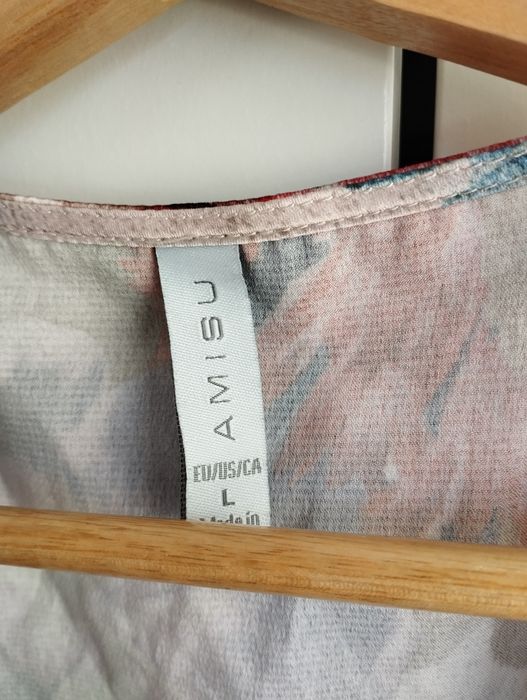 NOWA Satynowa kopertowa bluzka kimono w kwiaty New Yorker