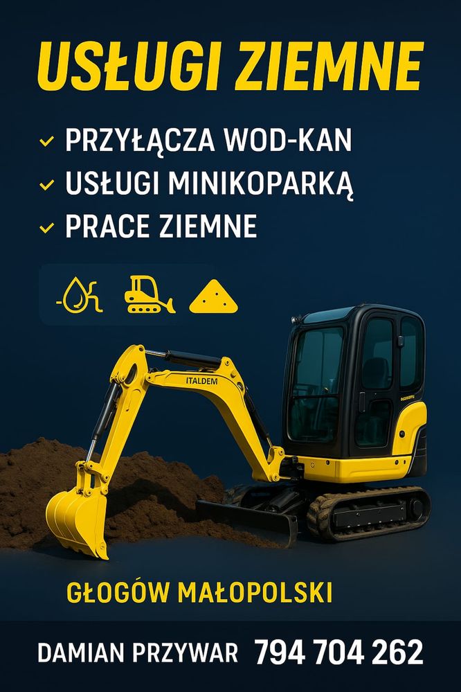 Uslugi  mini koparka ,prace ziemne -piaski ,ziemia ,