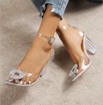 Piękne przeźroczyste buty na klocku 40