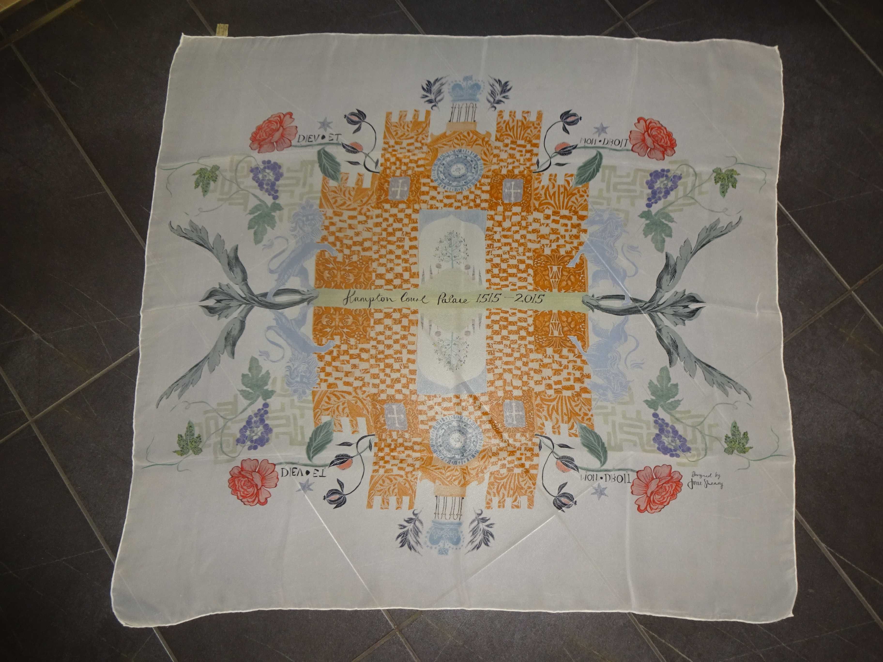 Royal Palaces All Silk duża cieńka jedwabna chusta apaszka 102x 107 cm