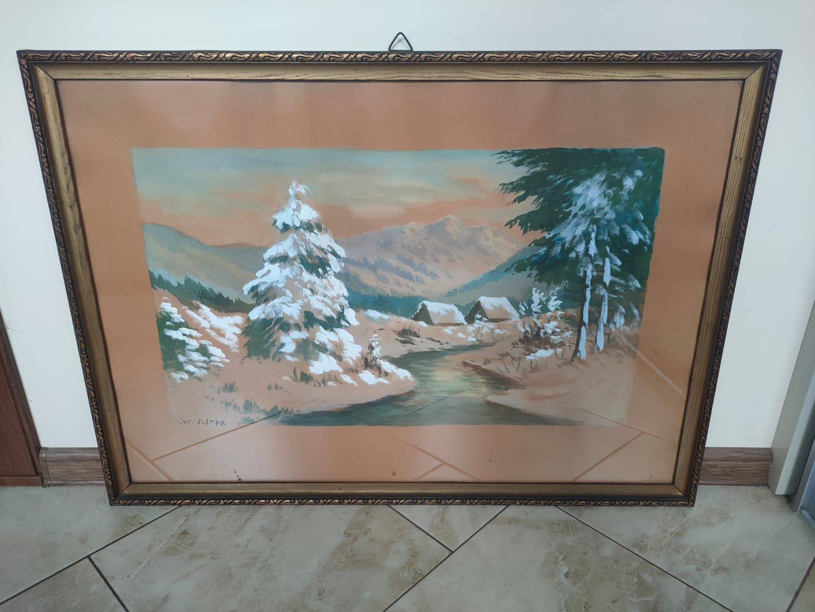 Józef Schiffer, gwasz 82cm x 61cm, piękny obraz