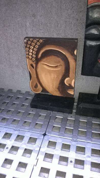 Decoração 3 estatuetas/estátuas Buda em madeira