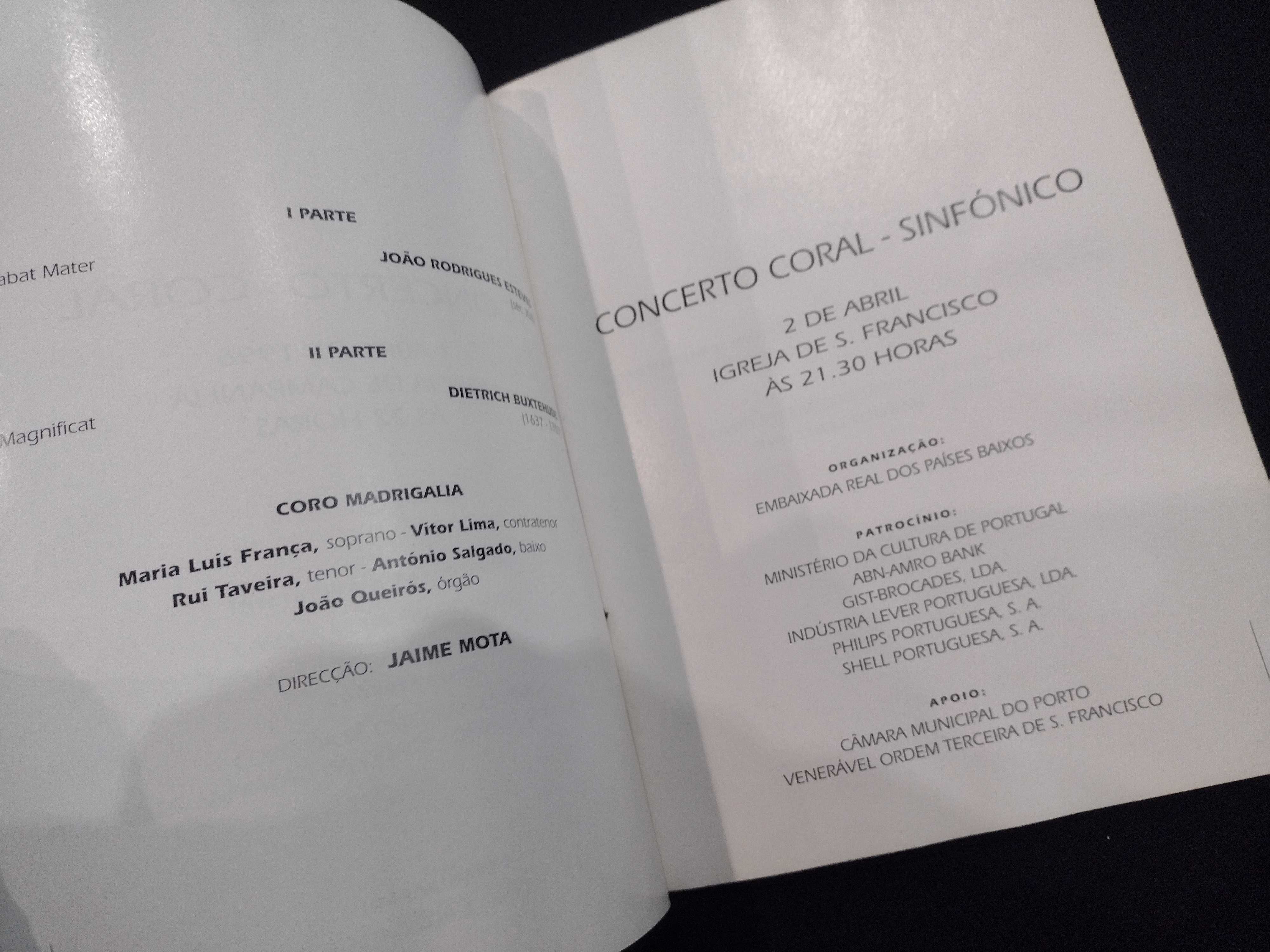 Livro Programa 1996 Concertos da Páscoa "Porto"