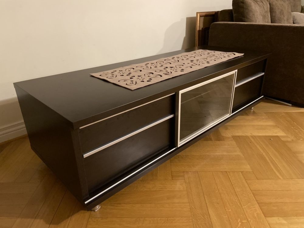 Szafka RTV pod telewizor HiFi 153x59cm zamykana szuflady Wenge