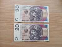 Zamienię 2 banknoty 20 zł