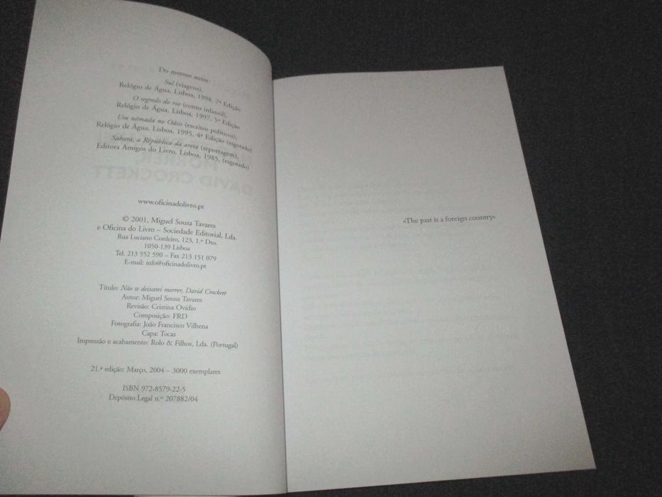 Livro Não te Deixarei Morrer David Crockett Miguel Sousa Tavares