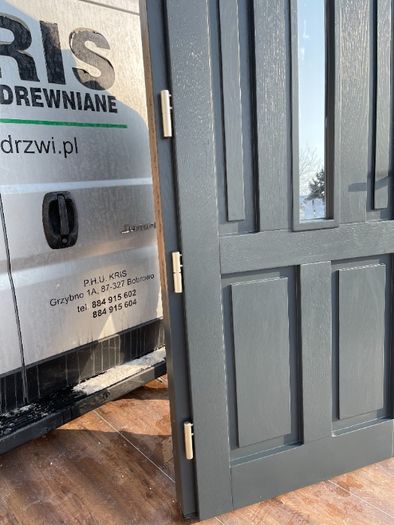 Drzwi zewnętrzne drewniane nietypowe na wymiar Montaż antracyCAŁY KRAJ