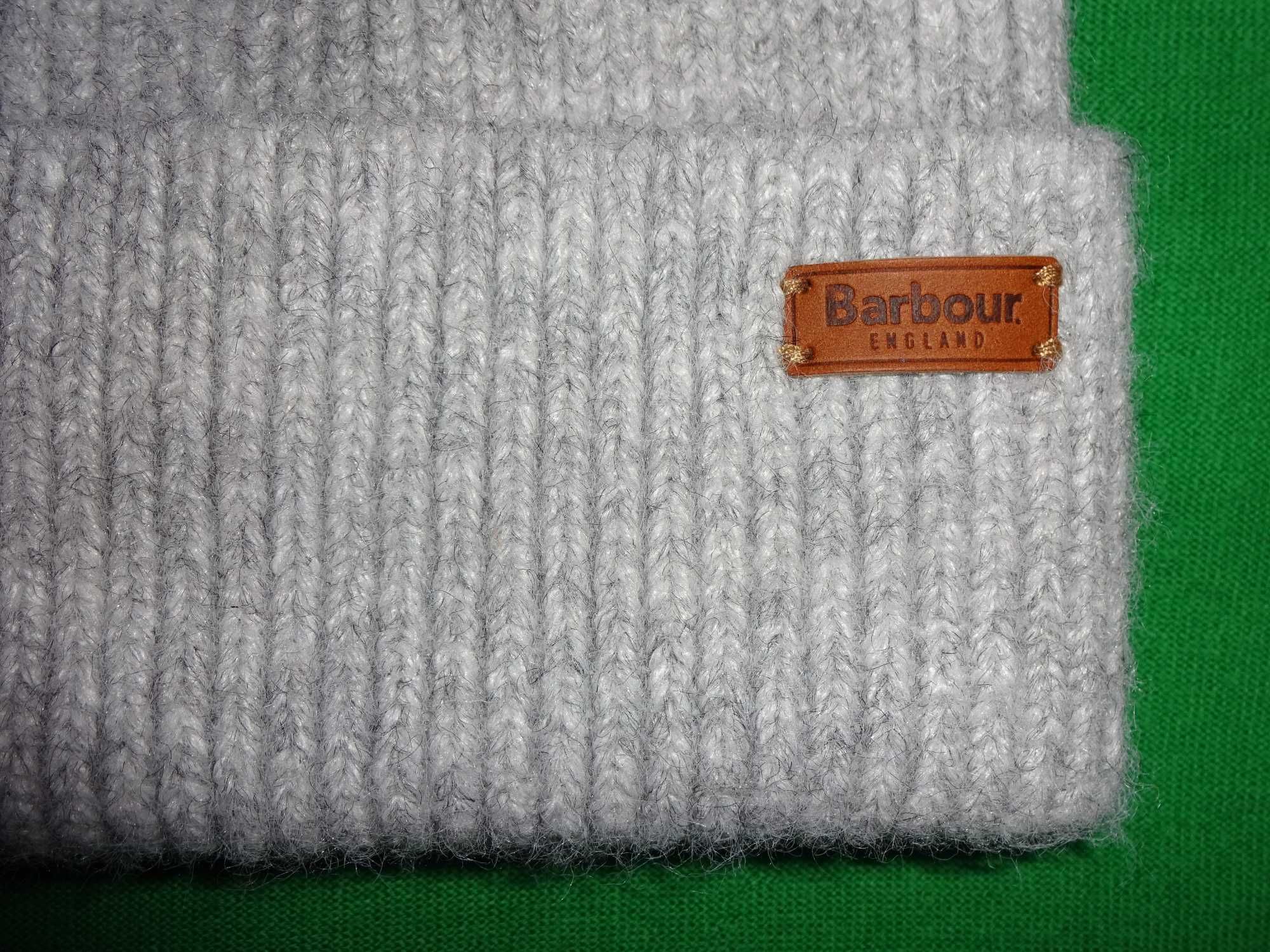 Barbour England szara przemiła w dotyku ciepła czapka One Size