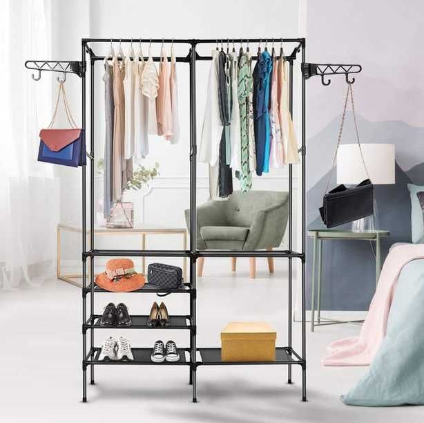 Вішалка з полицями підлогова стійка Simple Coat Rack Double Row
