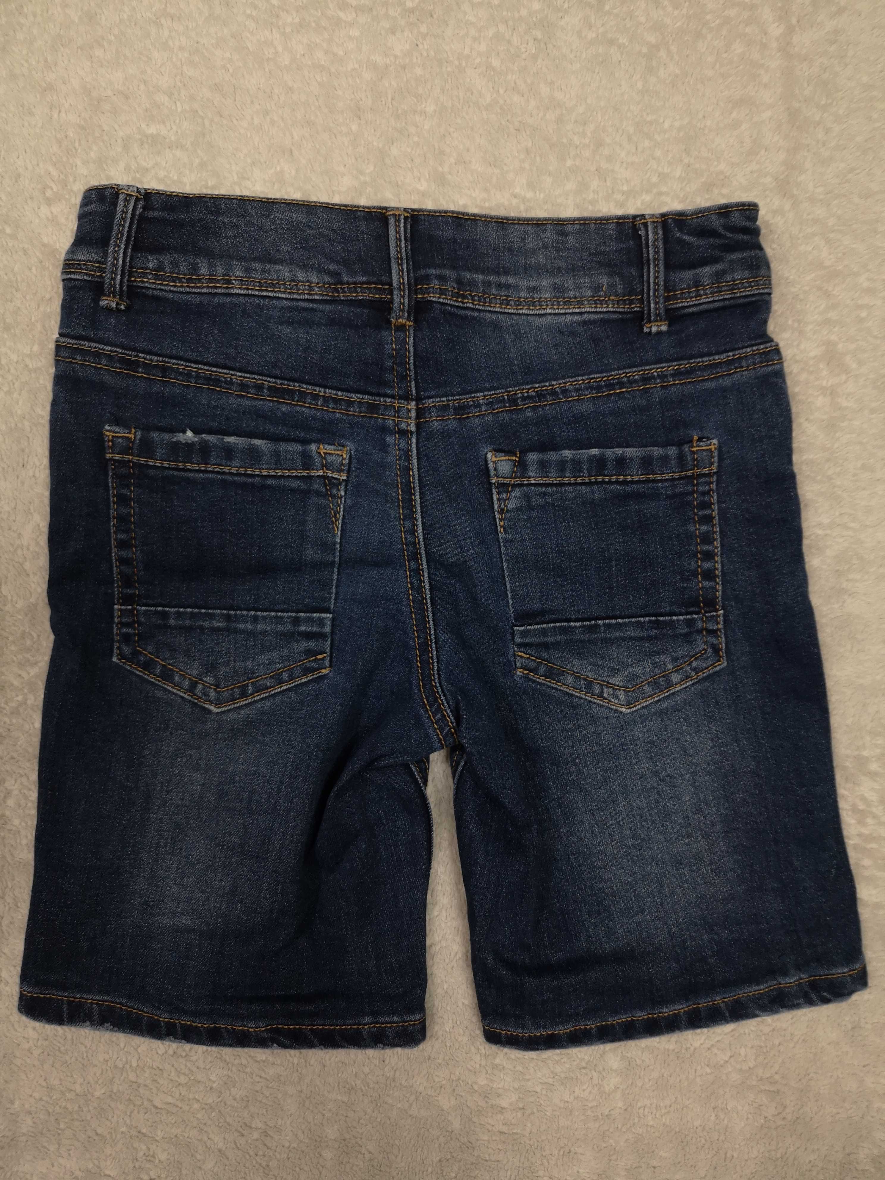 Granatowe krótkie spodenki szorty jeansowe Toy Story 122 jak nowe