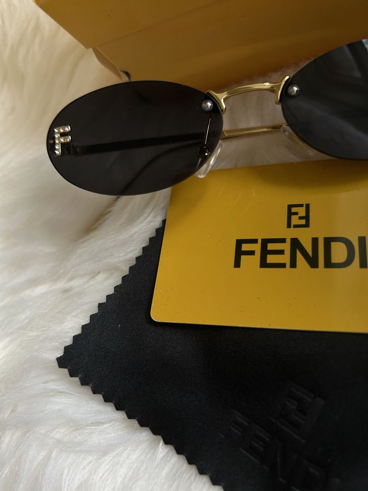 ‼️ Очки овал Fendi First Crystal черные новые с логотипом F Фенди