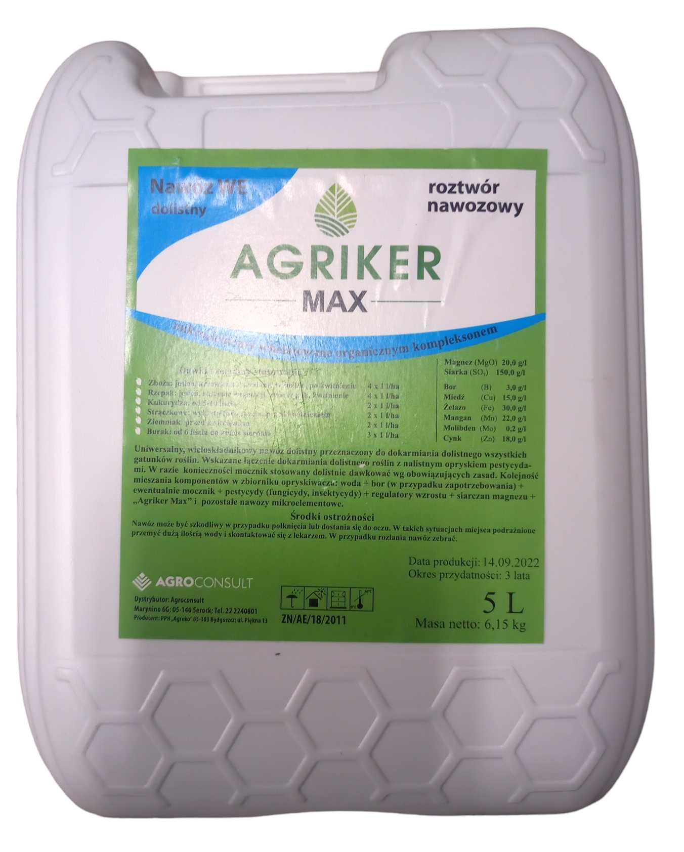 Agriker max opakowanie 5 L nawóz dolistny nawóz na 5 ha