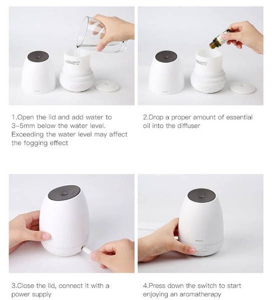 Зволожувач ароматизатор повітря Baseus Aroma Diffuser з підсвічуванням