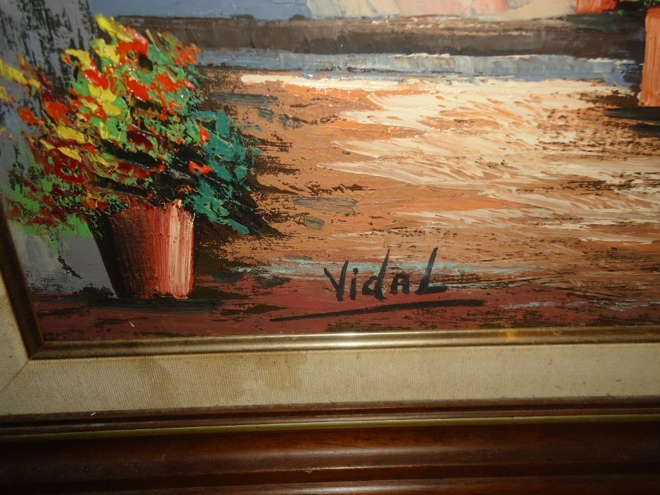 Quadro Pintado a oleo Sobre Tela com Moldura Assinado "Vidal"