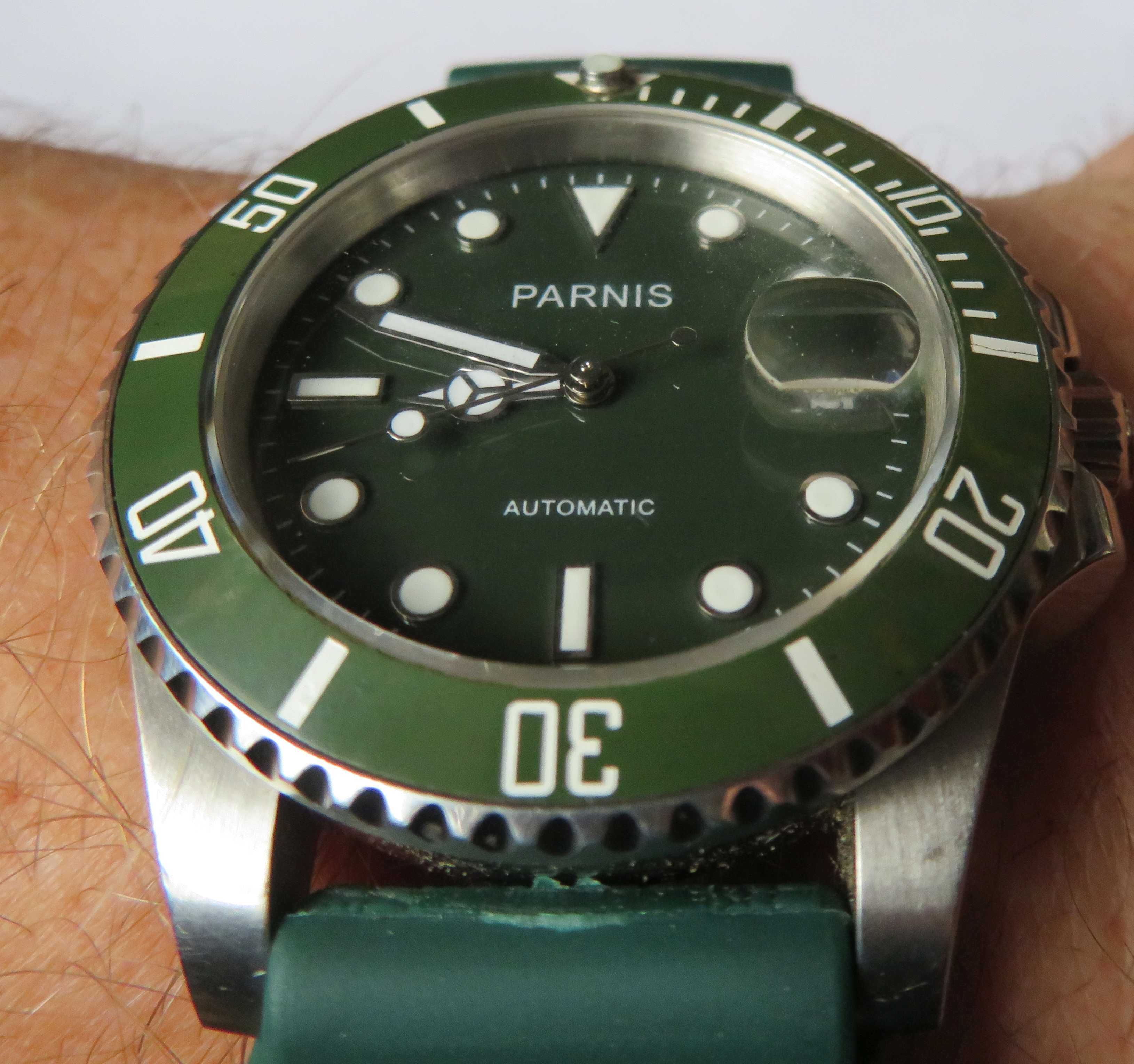 zegarek diver Parnis automat  zielony