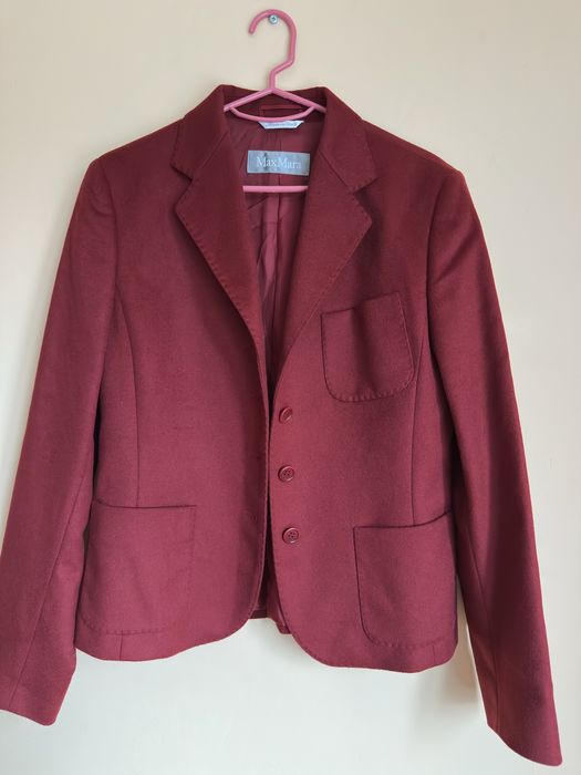 Max Mara | Luksusowa Marynarka Vintage Wełna Angora | Bordowy
