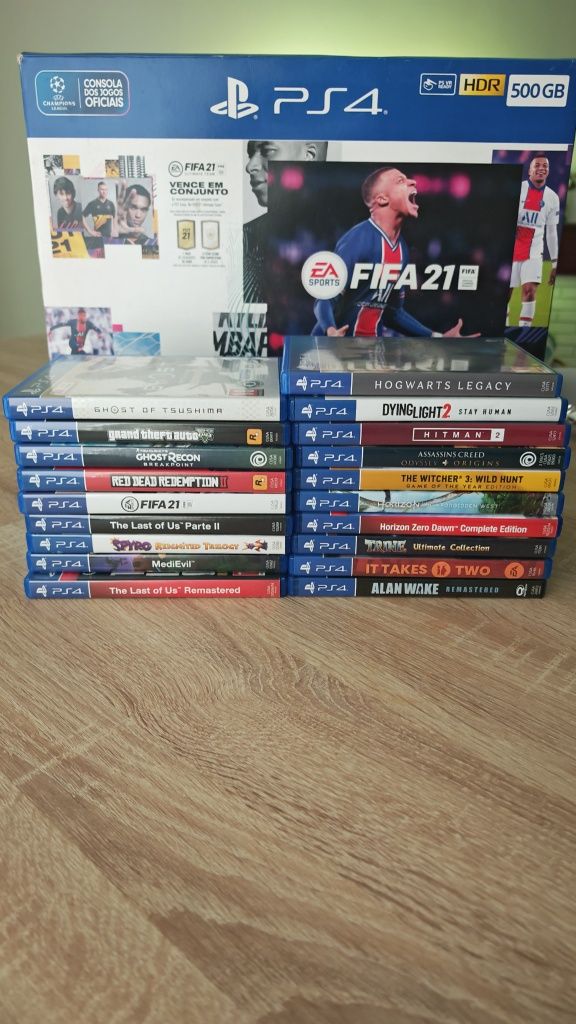 Playstation 4 Slim + 23 Jogos + 2 Comandos Ps4