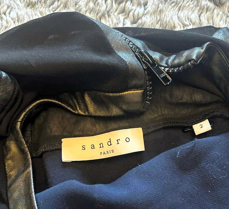 Sandro Paris oryginalna granatowa sukienka mini koktajlowa  r. XS