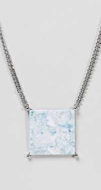 Naszyjnik srebrny z wisiorkiem kwadrat z bawełny z recyklingu marmur
