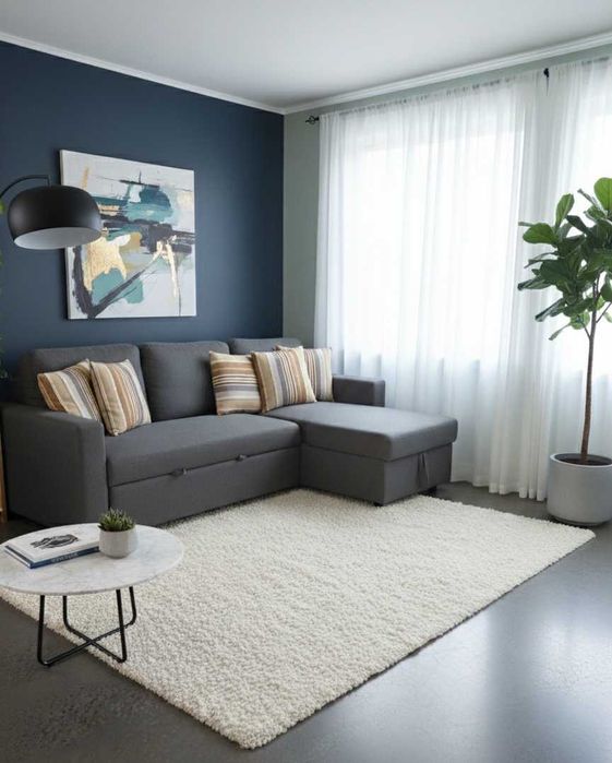 Sofá-Cama com Chaise Longue e Arrumação