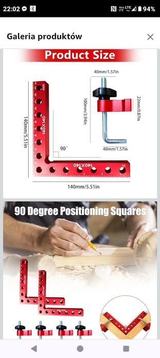 Kątowniki,Klipsy mocujące do obróbki drewna,  2 różne zestawy.