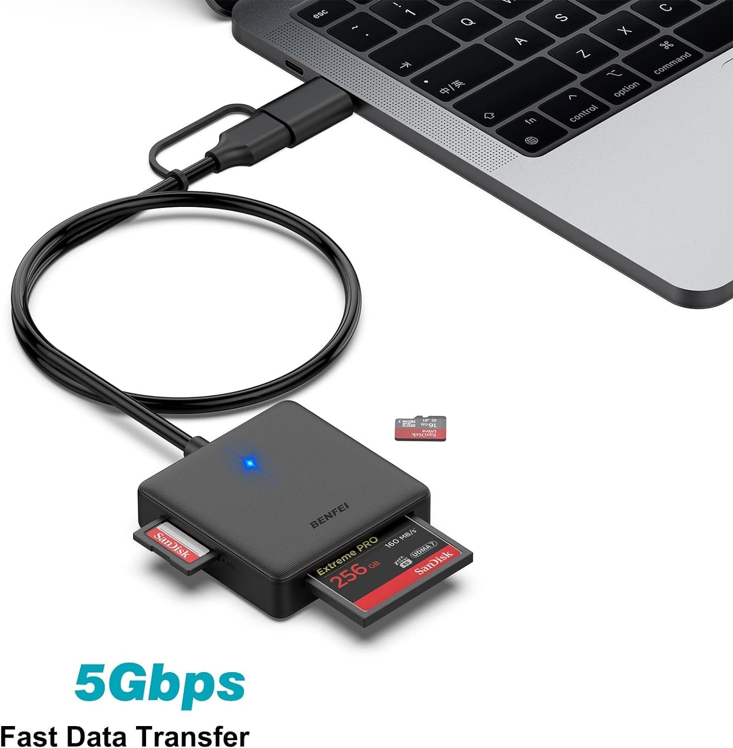 Czytnik kart pamięci, BENFEI 4 w 1 USB USB-C na SD Micro SD MS CF adap