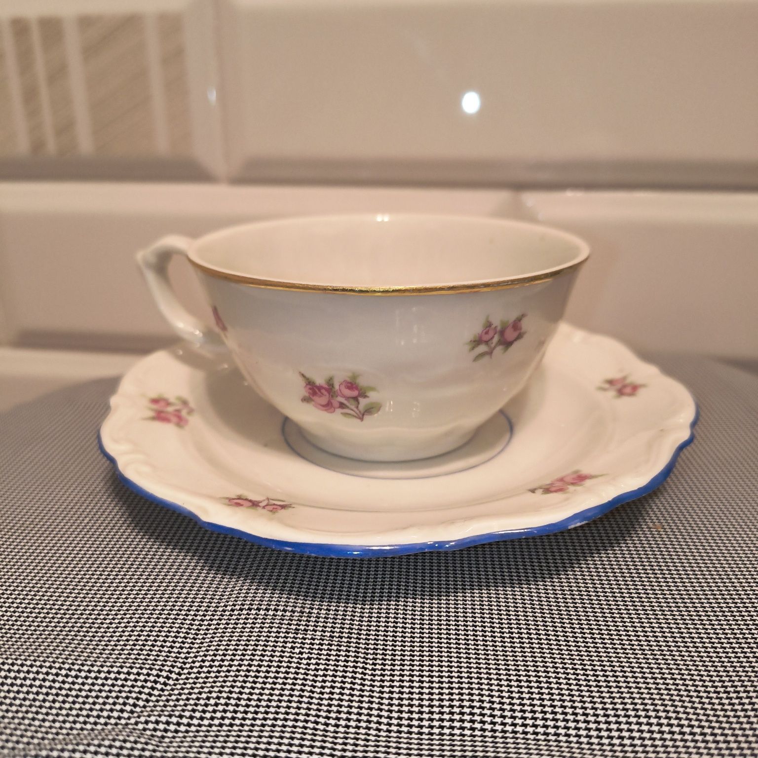Filiżanka z talerzykiem Carl Tielsch porcelana Wałbrzych Krzysztof