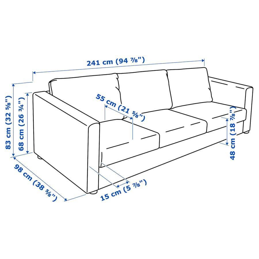 Sofá 3 lugares azul-preto ikea vimle