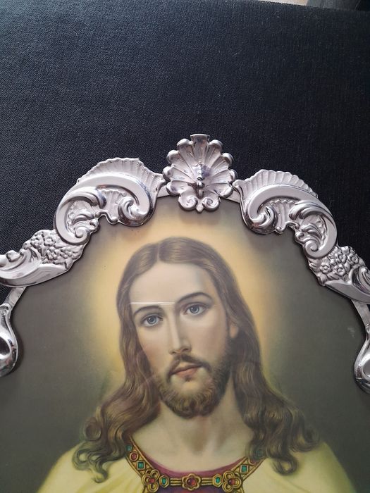 Moldura em inox com imagem Cristo