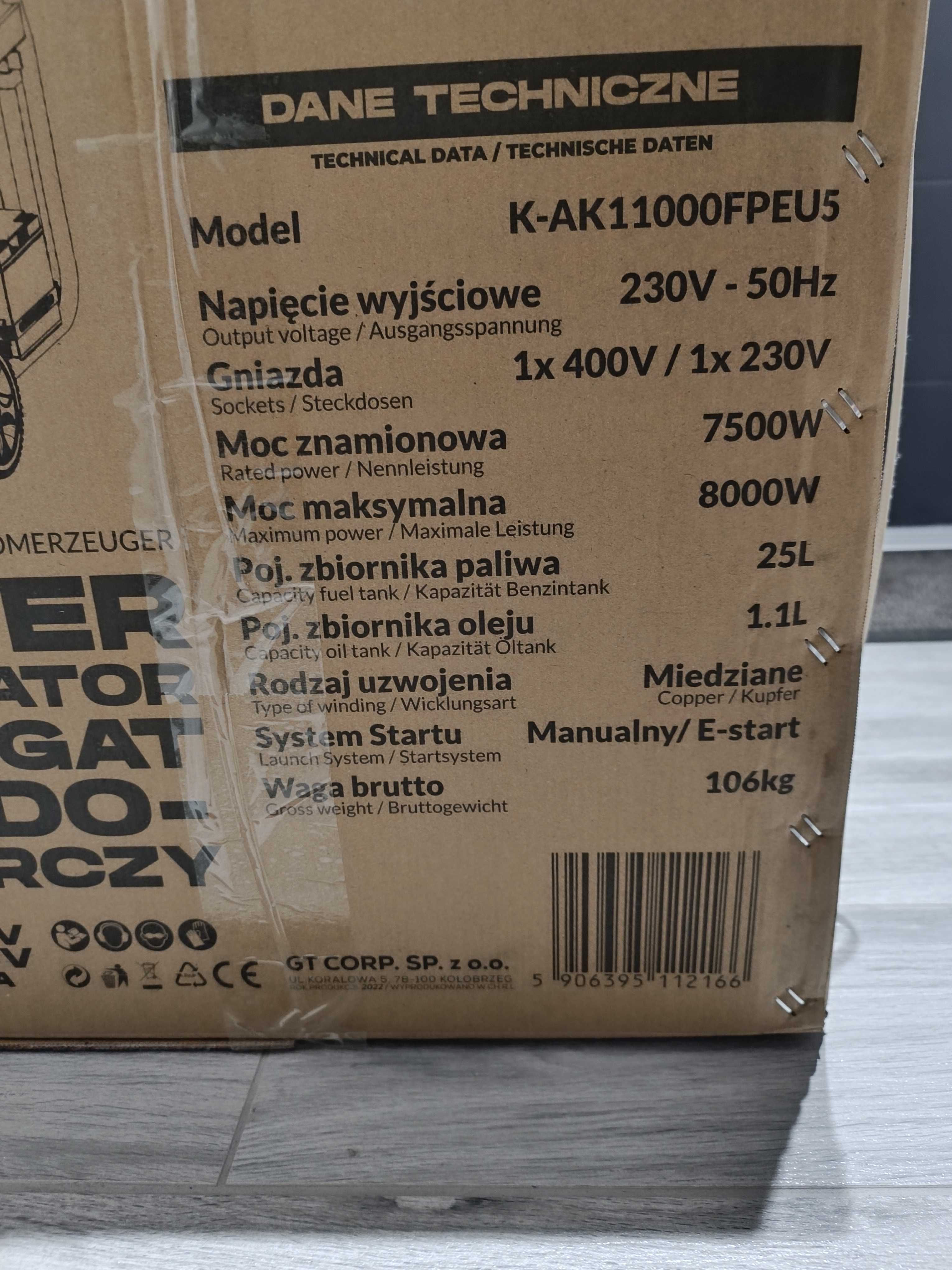 Agregat prądotwórczy Kaltmann K-AK1100FP Euro 5 NOWY