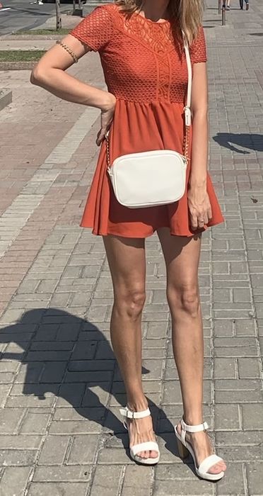 Платье ажурное H&M теракотовое S/M