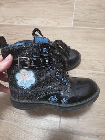 Frozen buty kozaczki czarne lakierowane botki 28 elza kraina lodu