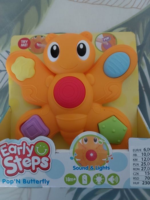 Zabawka sensoryczna interaktywna Pop it butterfly 18 mc+ early steps p