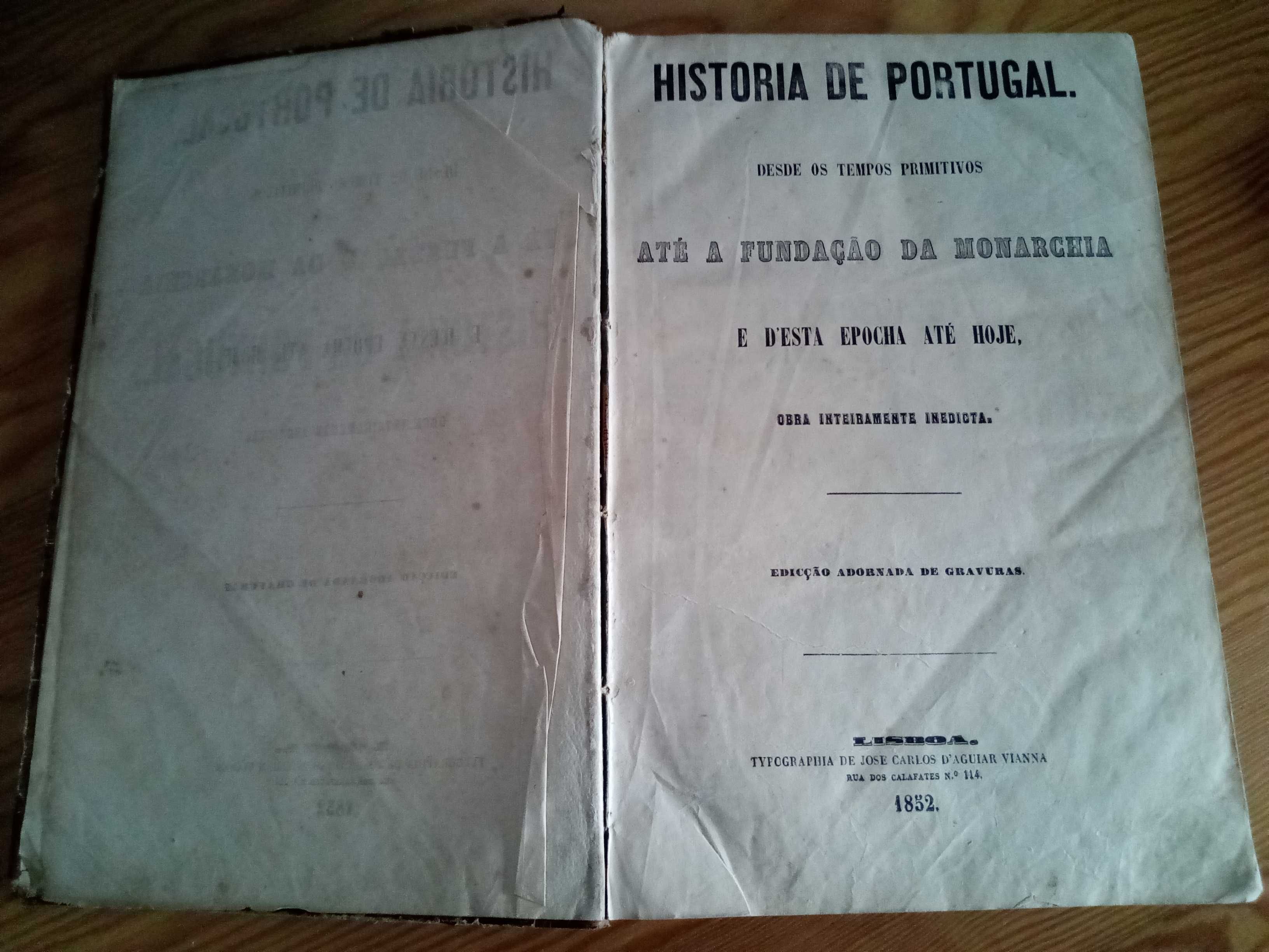 Livro antigo de 1.852 - História de Portugal