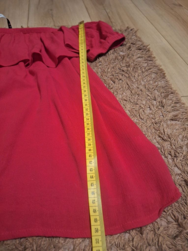 Hiszpanka cropp z rękawami crop top kolor malinowy