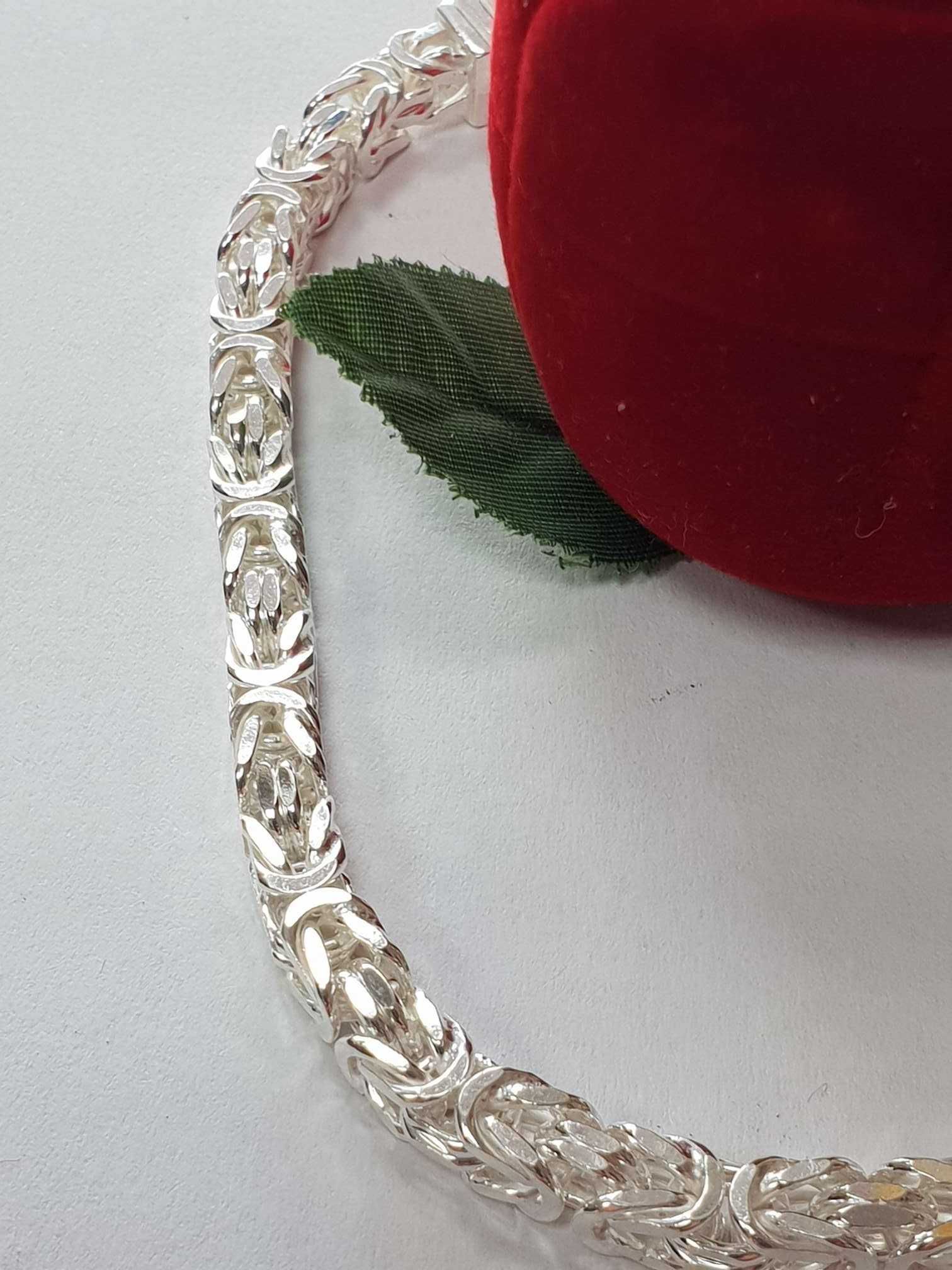 Srebrna bransoletka, splot królewski, srebro 925, długość 23cm