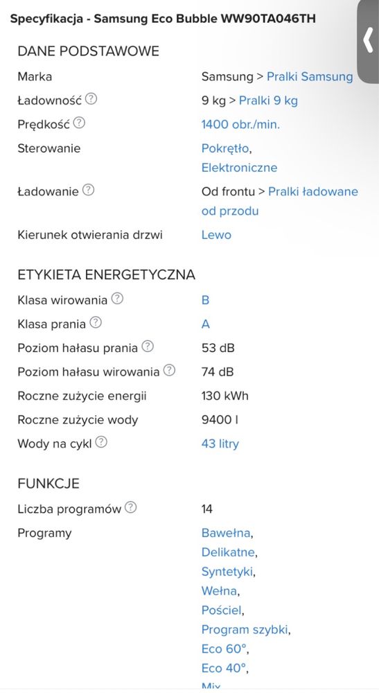 Pralka SAMSUNG EcoBubble 9kg gotowa do pracy