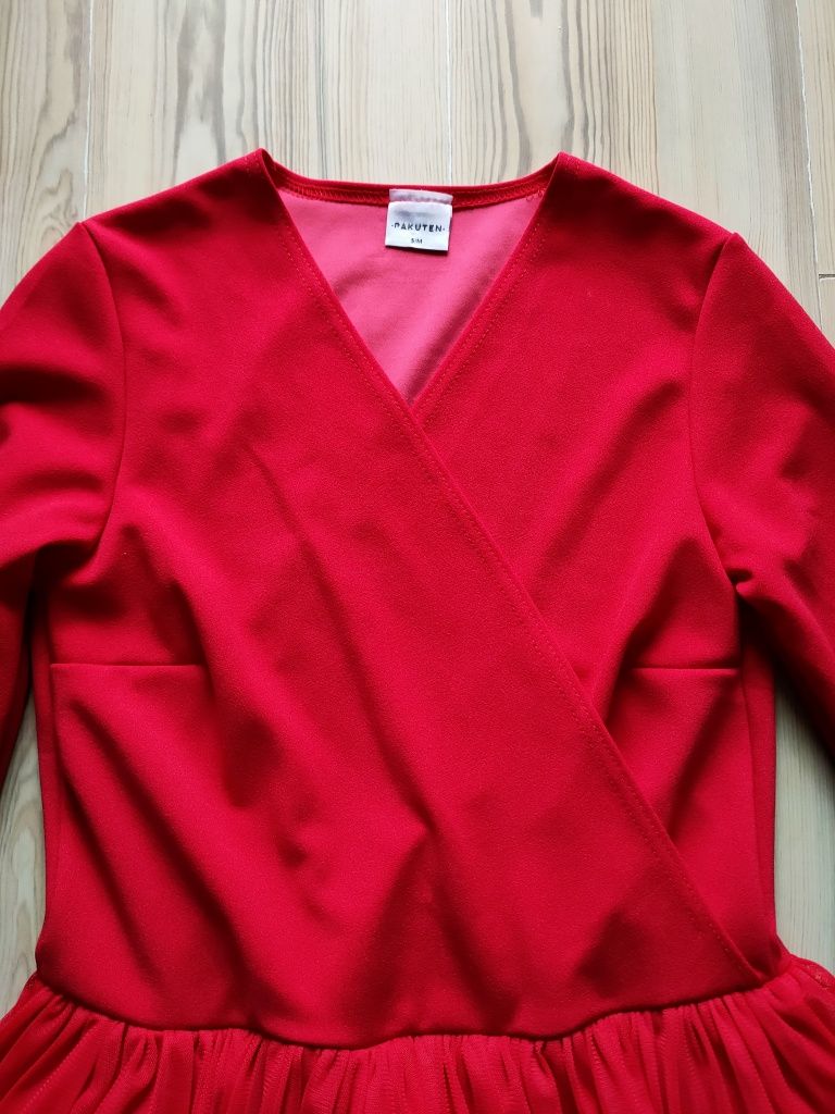 Czerwona sukienka z tiulem jak nowa S/M