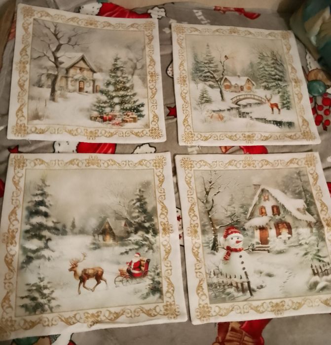 Nowy zestaw poszewek świątecznych vintage na poduszkę 45 cm