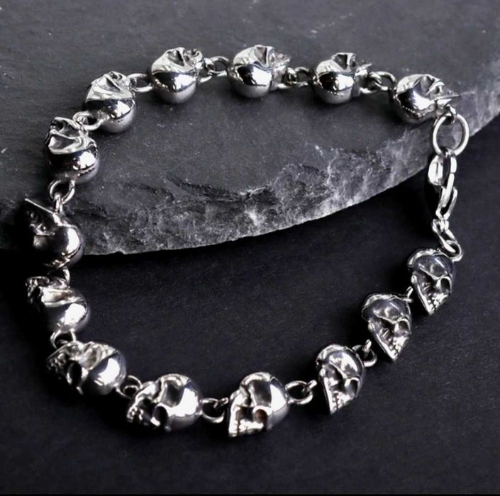 Pulseira bracelet masculina caveiras skull homem motard viking metal