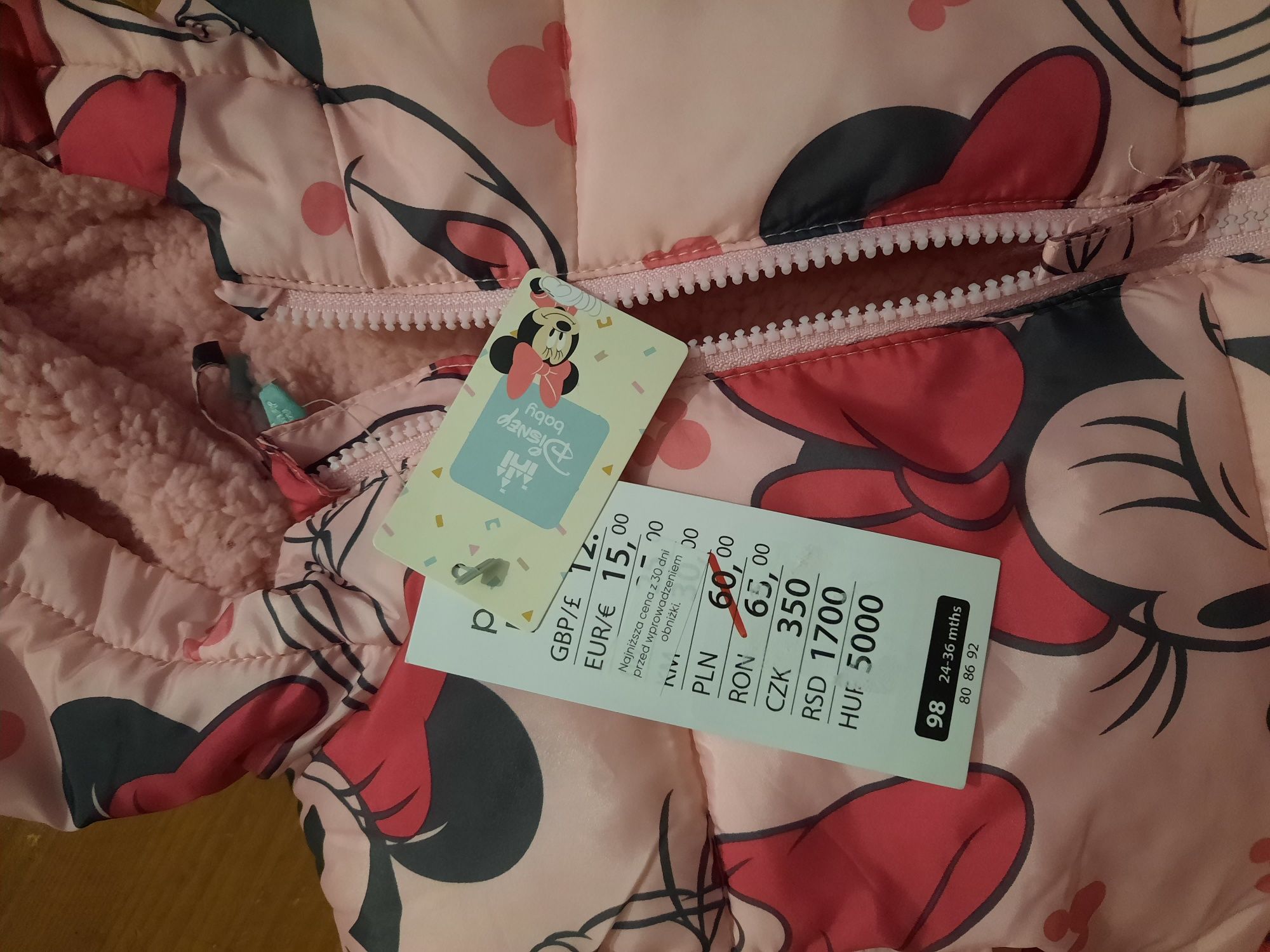 Nowa, zimowa kurtka Myszką Minnie