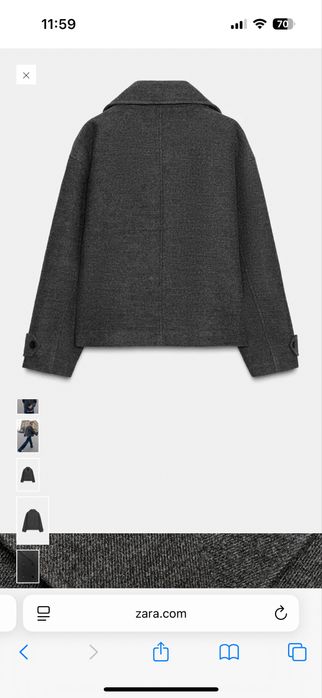 коротке двобортне пальто ZARA