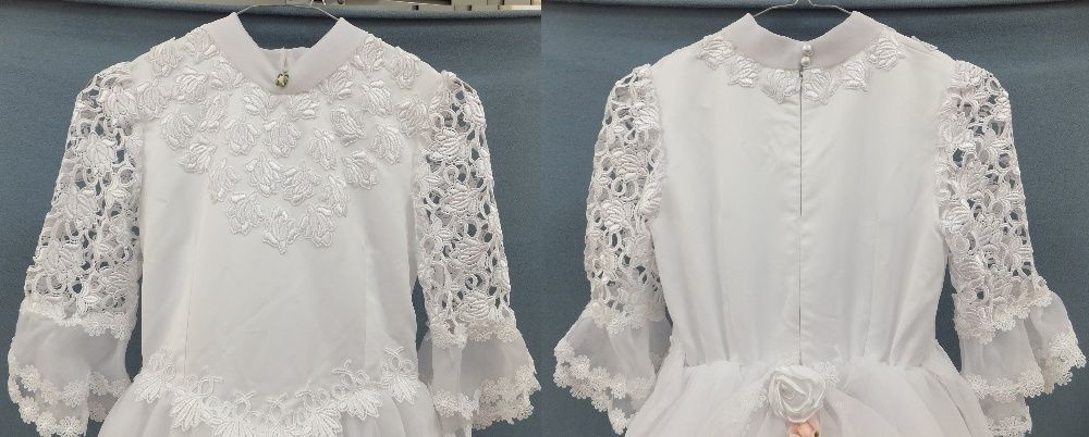 Sukienka komunijna RETRO + wianek torebka rozmiar 140 sesje zdjęciowe