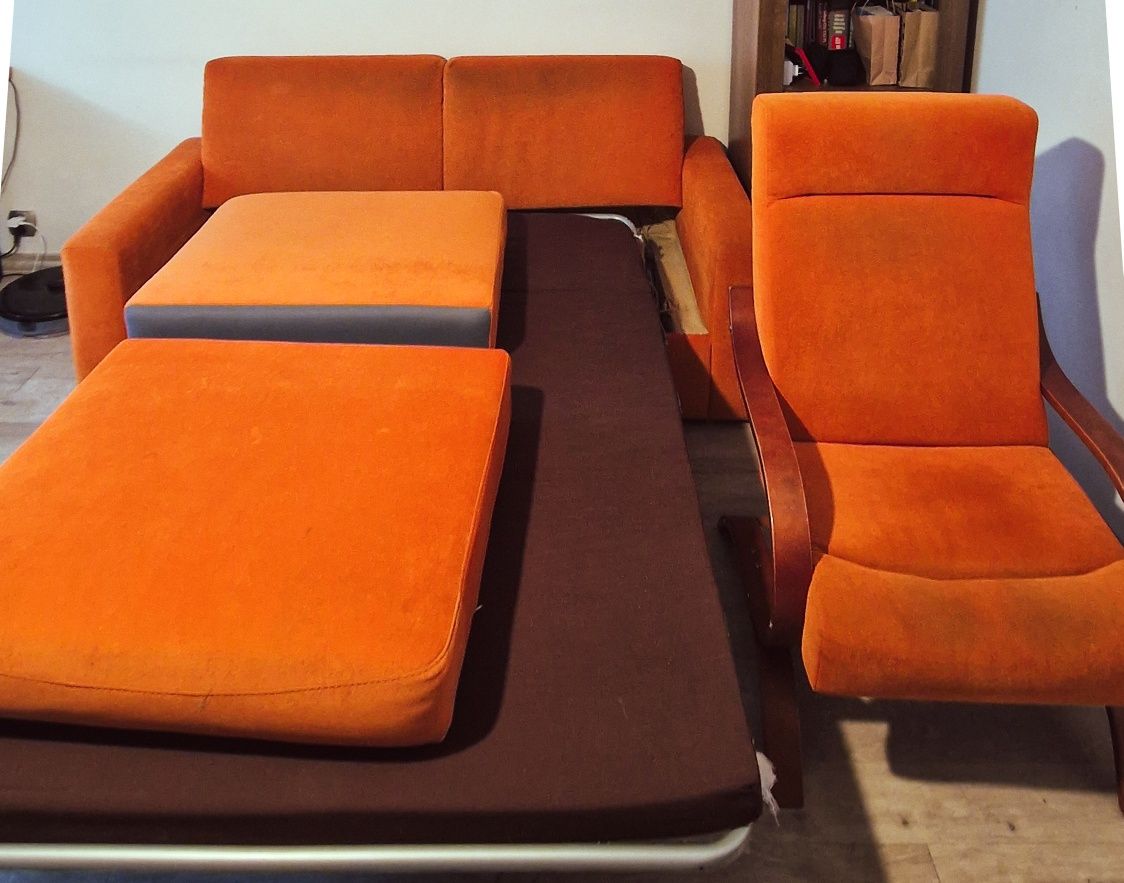 Sofa pomaranczowa + GRATIS 2 fotele